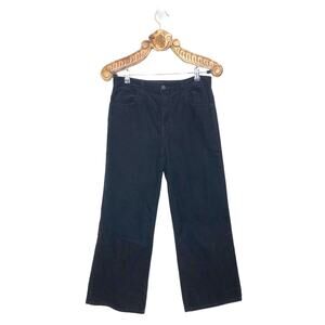 J Brand Joan High Rise Crop Wide Leg Corduroy Pants Black Size 28